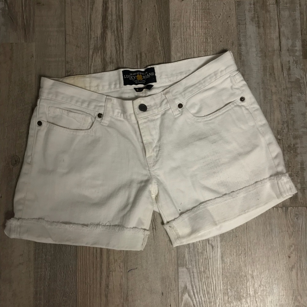 Distressed White Denim Shorts by Lucky Brand